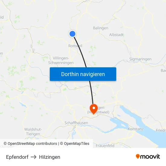 Epfendorf to Hilzingen map