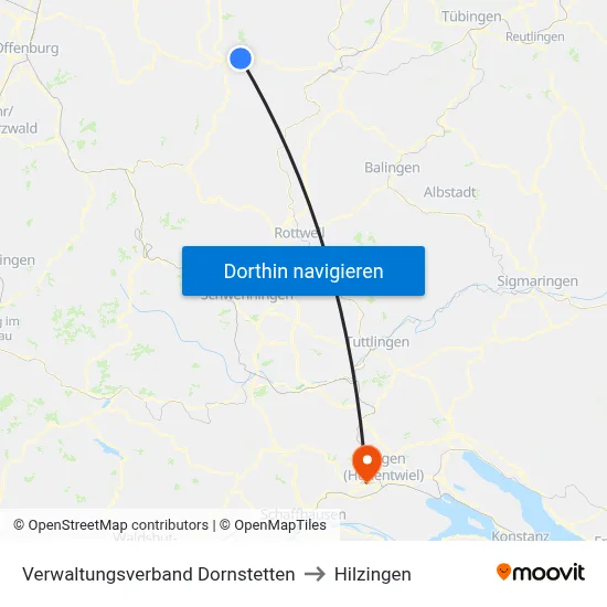 Verwaltungsverband Dornstetten to Hilzingen map