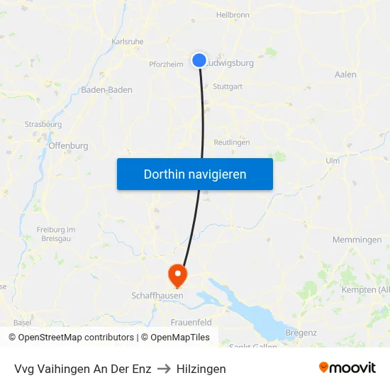 Vvg Vaihingen An Der Enz to Hilzingen map