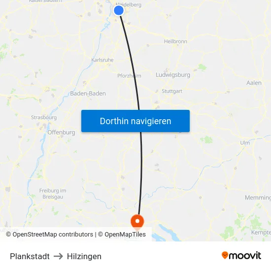 Plankstadt to Hilzingen map