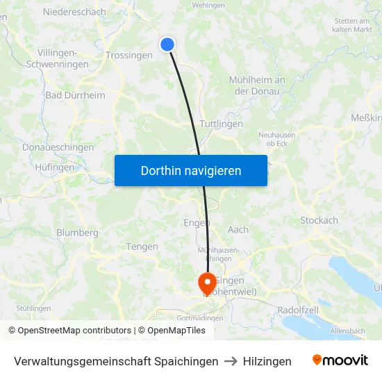 Verwaltungsgemeinschaft Spaichingen to Hilzingen map