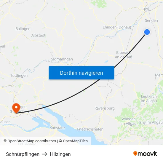 Schnürpflingen to Hilzingen map