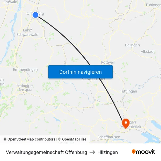 Verwaltungsgemeinschaft Offenburg to Hilzingen map