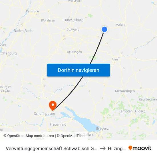 Verwaltungsgemeinschaft Schwäbisch Gmünd to Hilzingen map