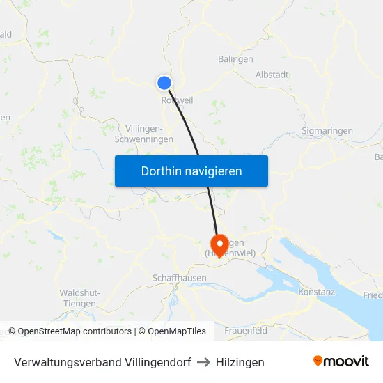 Verwaltungsverband Villingendorf to Hilzingen map