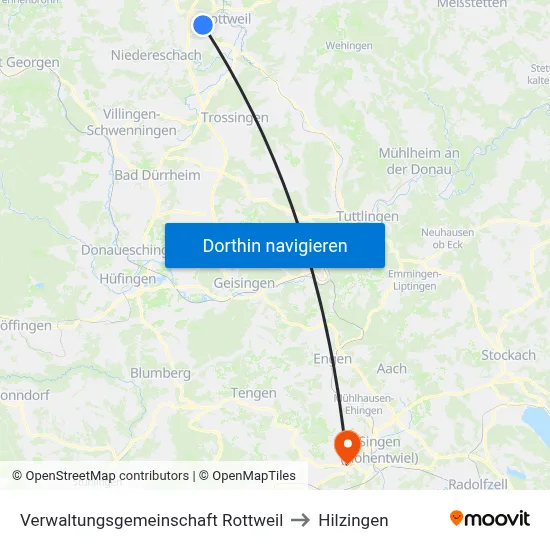 Verwaltungsgemeinschaft Rottweil to Hilzingen map