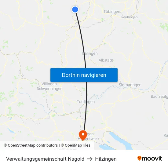 Verwaltungsgemeinschaft Nagold to Hilzingen map