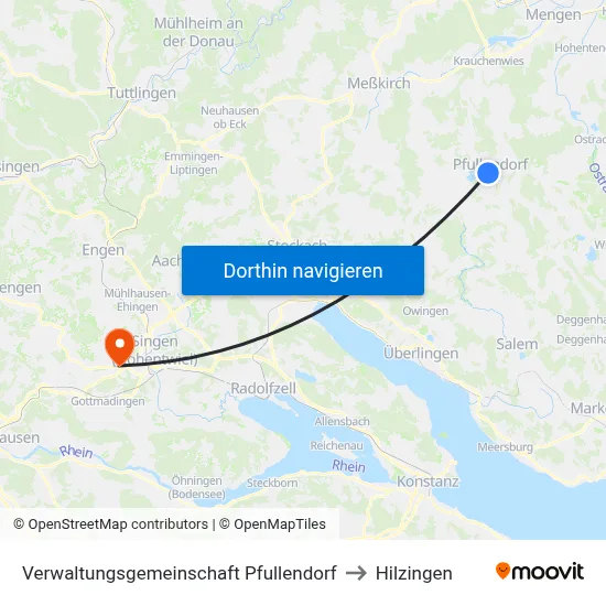 Verwaltungsgemeinschaft Pfullendorf to Hilzingen map