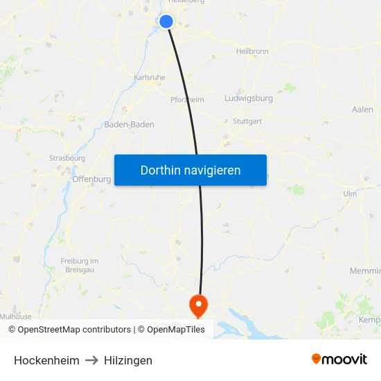 Hockenheim to Hilzingen map