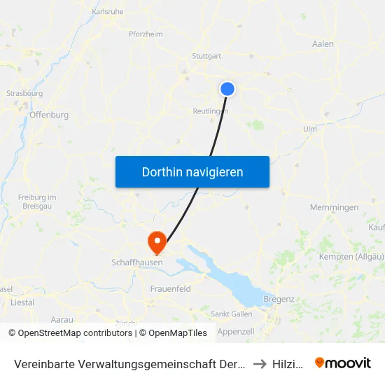 Vereinbarte Verwaltungsgemeinschaft Der Stadt Nürtingen to Hilzingen map