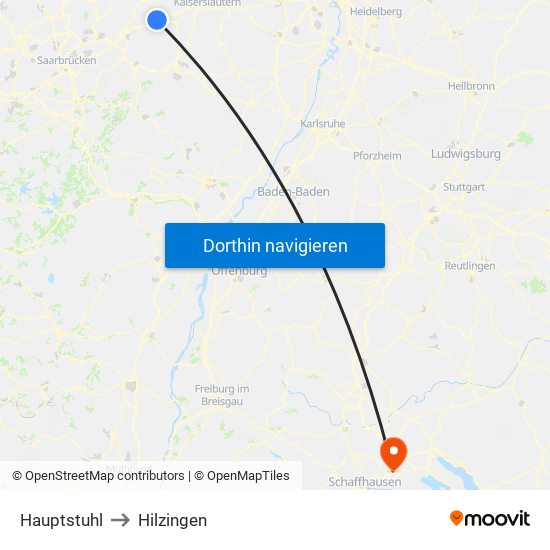 Hauptstuhl to Hilzingen map