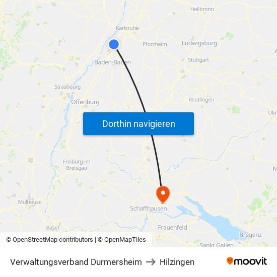 Verwaltungsverband Durmersheim to Hilzingen map