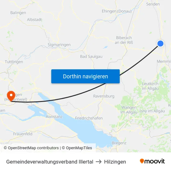 Gemeindeverwaltungsverband Illertal to Hilzingen map