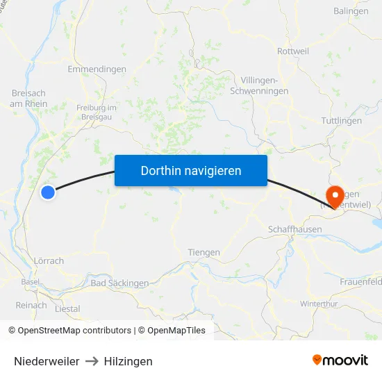 Niederweiler to Hilzingen map