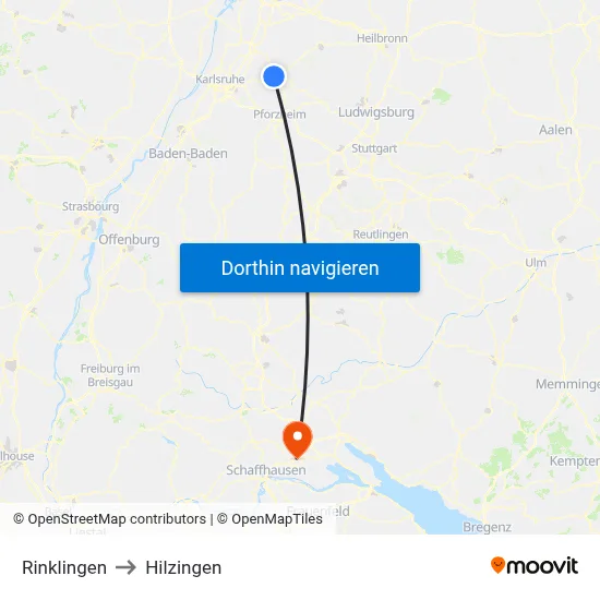 Rinklingen to Hilzingen map