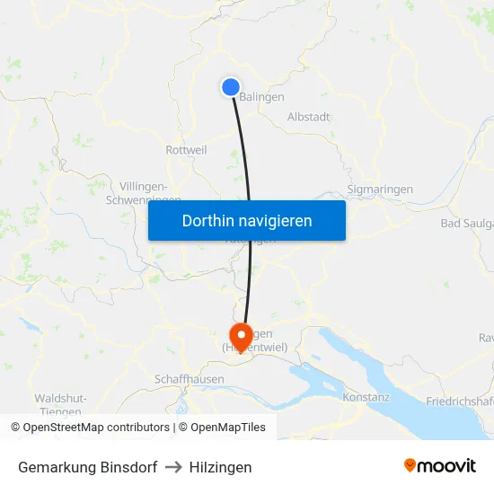 Gemarkung Binsdorf to Hilzingen map