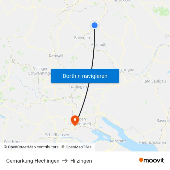 Gemarkung Hechingen to Hilzingen map