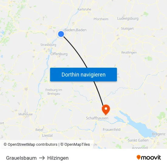 Grauelsbaum to Hilzingen map