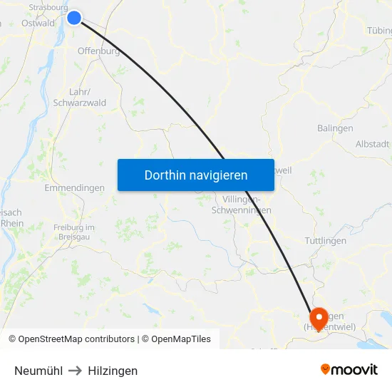 Neumühl to Hilzingen map