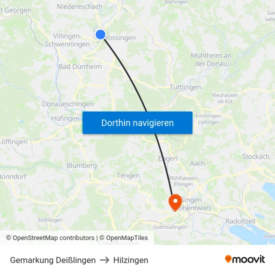 Gemarkung Deißlingen to Hilzingen map