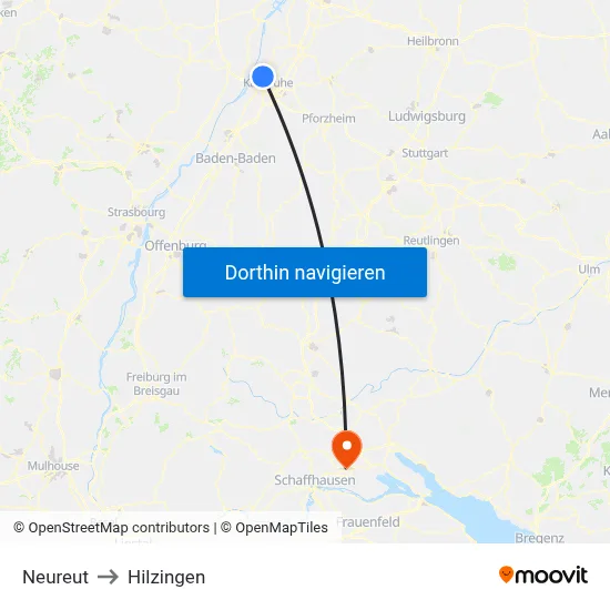 Neureut to Hilzingen map