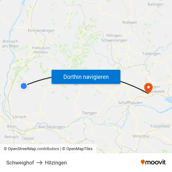 Schweighof to Hilzingen map