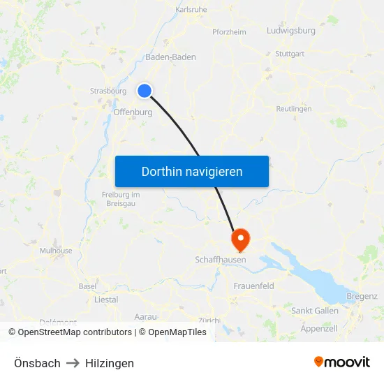 Önsbach to Hilzingen map