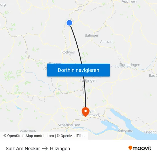 Sulz Am Neckar to Hilzingen map