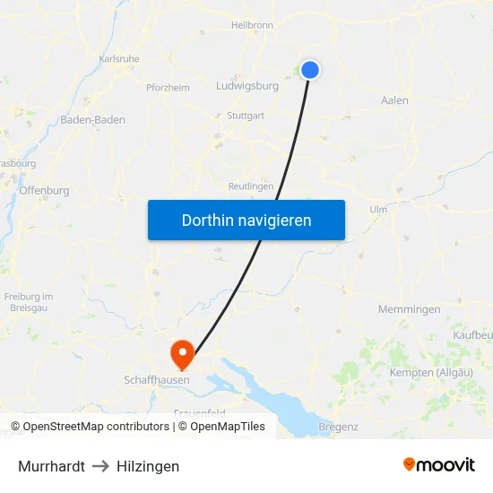 Murrhardt to Hilzingen map