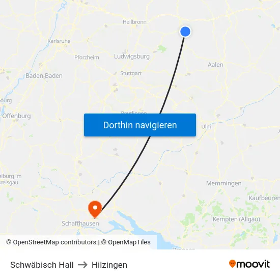 Schwäbisch Hall to Hilzingen map