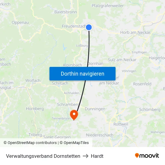 Verwaltungsverband Dornstetten to Hardt map