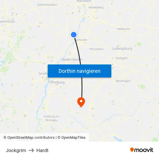 Jockgrim to Hardt map