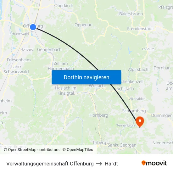 Verwaltungsgemeinschaft Offenburg to Hardt map