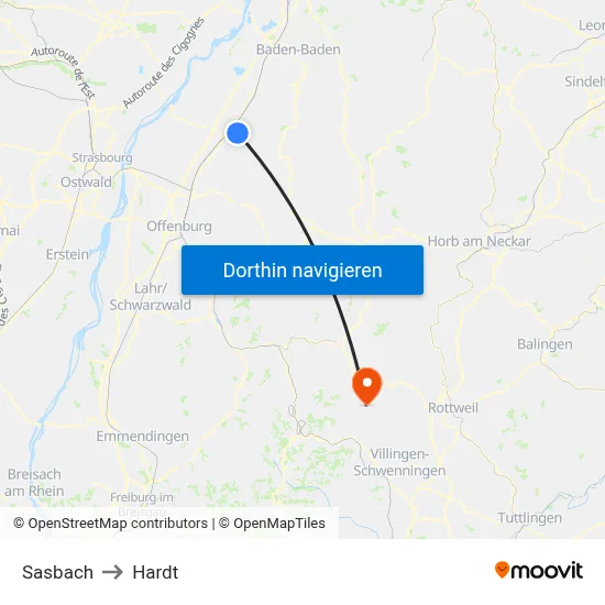 Sasbach to Hardt map