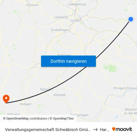 Verwaltungsgemeinschaft Schwäbisch Gmünd to Hardt map