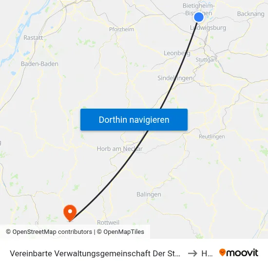 Vereinbarte Verwaltungsgemeinschaft Der Stadt Bietigheim-Bissingen to Hardt map