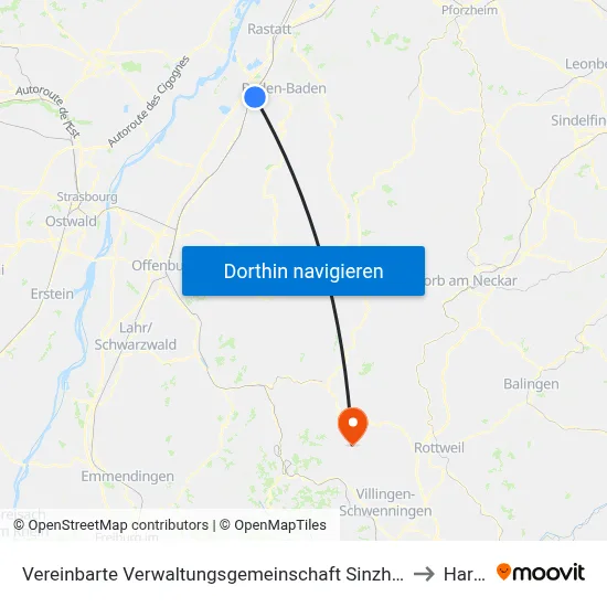 Vereinbarte Verwaltungsgemeinschaft Sinzheim to Hardt map