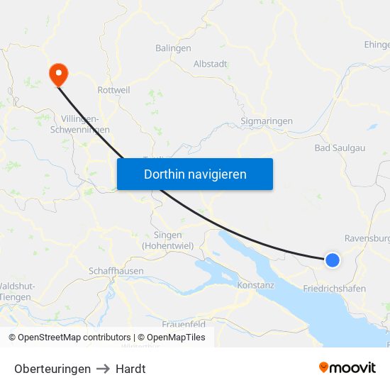 Oberteuringen to Hardt map