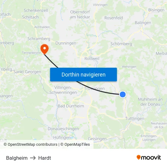 Balgheim to Hardt map