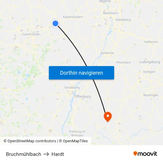 Bruchmühlbach to Hardt map