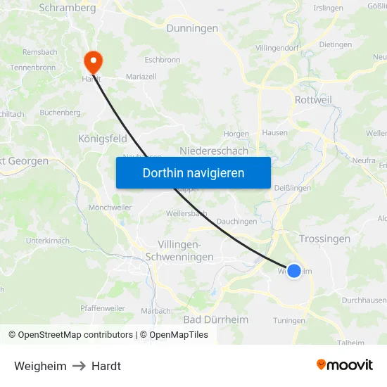 Weigheim to Hardt map