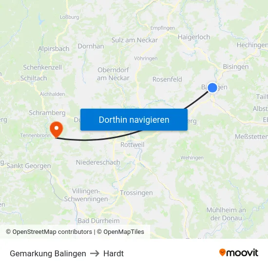 Gemarkung Balingen to Hardt map
