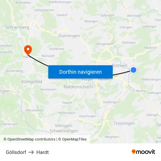 Göllsdorf to Hardt map