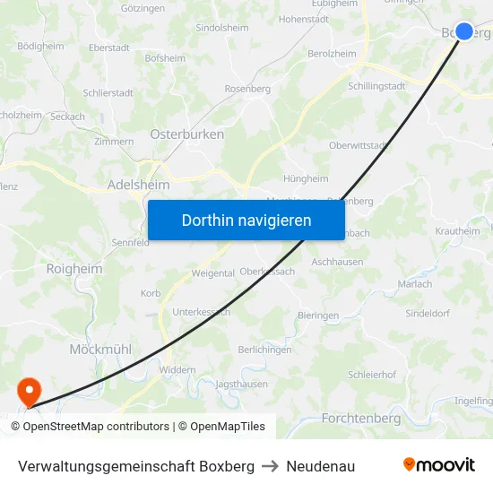 Verwaltungsgemeinschaft Boxberg to Neudenau map