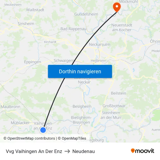 Vvg Vaihingen An Der Enz to Neudenau map