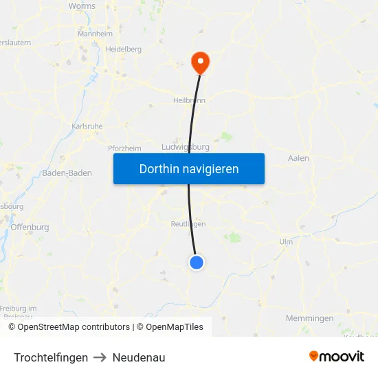 Trochtelfingen to Neudenau map