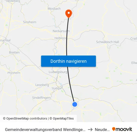 Gemeindeverwaltungsverband Wendlingen am Neckar to Neudenau map