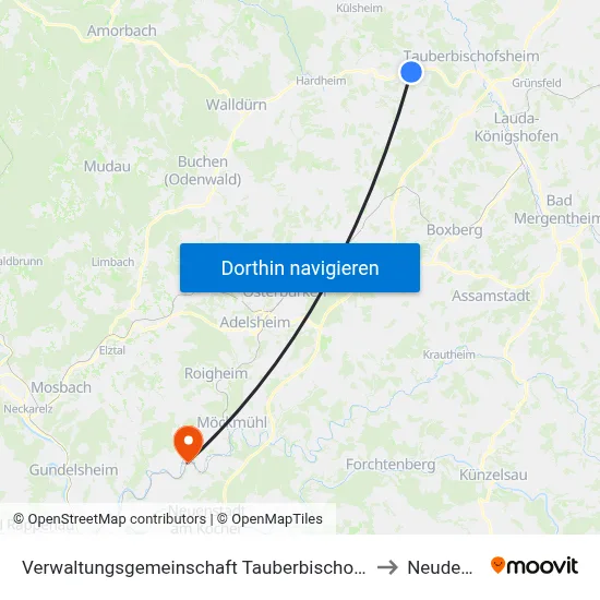 Verwaltungsgemeinschaft Tauberbischofsheim to Neudenau map