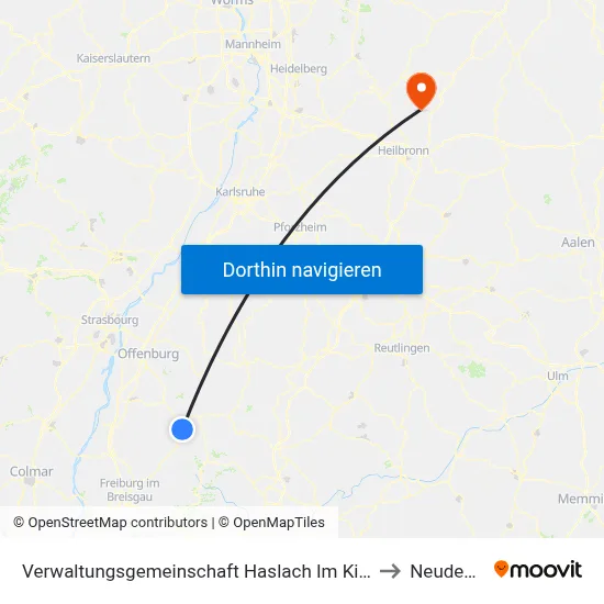 Verwaltungsgemeinschaft Haslach Im Kinzigtal to Neudenau map