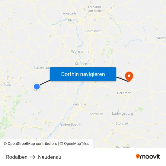 Rodalben to Neudenau map